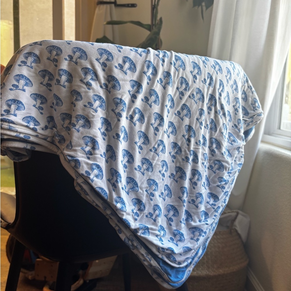 Kate Quinn Blue Mushroom double layer swaddle